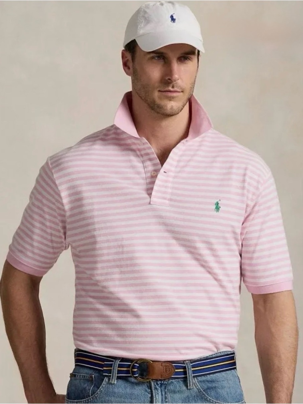 💗 Polo Ralph Lauren Big & Tall XLT Pink White Striped Polo